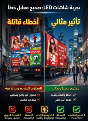 هذه الصورة التي توضح الفرق الشاسع بين الاستخدام الخاطئ والاستخدام الصحيح لشاشات LED