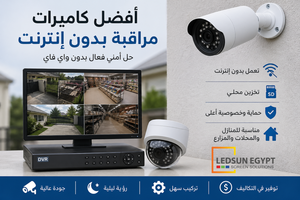 كاميرات مراقبة بدون إنترنت مع جهاز DVR وشاشة عرض للتسجيلات بجودة عالية