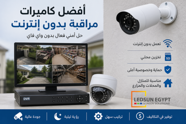 كاميرات مراقبة بدون إنترنت مع جهاز DVR وشاشة عرض للتسجيلات بجودة عالية