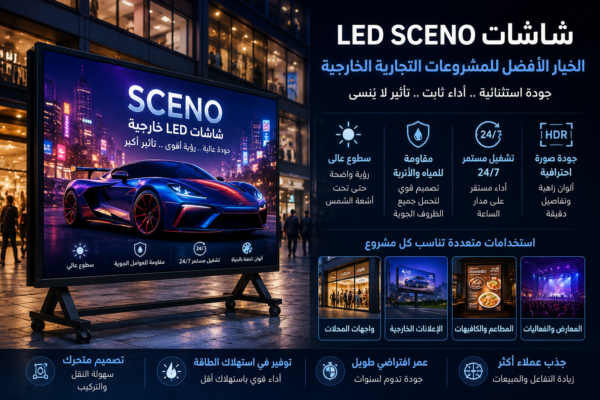 شاشة LED خارجية SCENO احترافية للمشروعات التجارية والإعلانات الخارجية