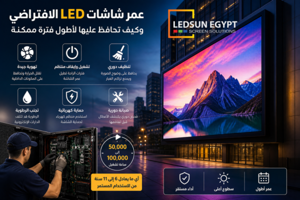 عمر شاشات LED الافتراضي وطرق الحفاظ عليها من خلال الصيانة الدورية والتهوية الجيدة لتقليل الأعطال وإطالة فترة التشغيل