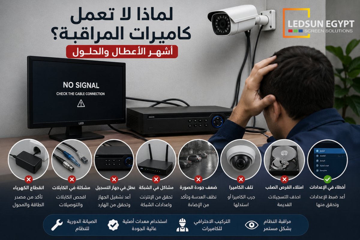 أسباب توقف كاميرات المراقبة وأشهر الأعطال والحلول