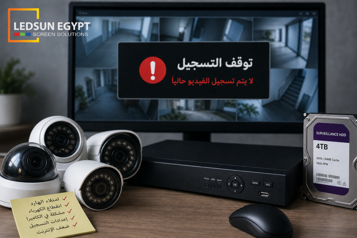 توقف تسجيل كاميرات المراقبة بسبب مشكلة في جهاز DVR أو الهارد