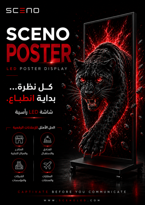 شاشة SCENO POSTER LED لعرض الإعلانات داخل المشاريع التجارية