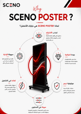 مميزات شاشة SCENO POSTER وتصميمها المختلف عن شاشات LED التقليدية